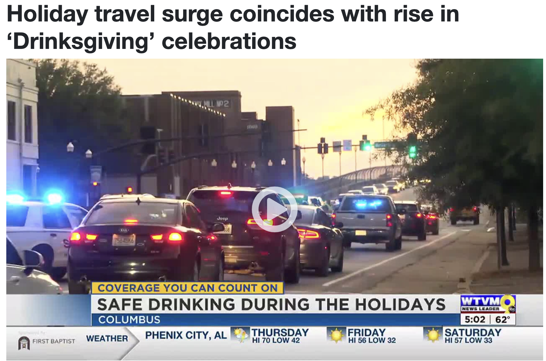 Holiday travel surge coincides with rise in ‘Drinksgiving’ celebrations